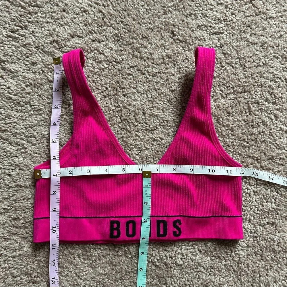 Bonds Originals Womens Deep V Pink Racerback Retro Rib Sports Bra Size Medium